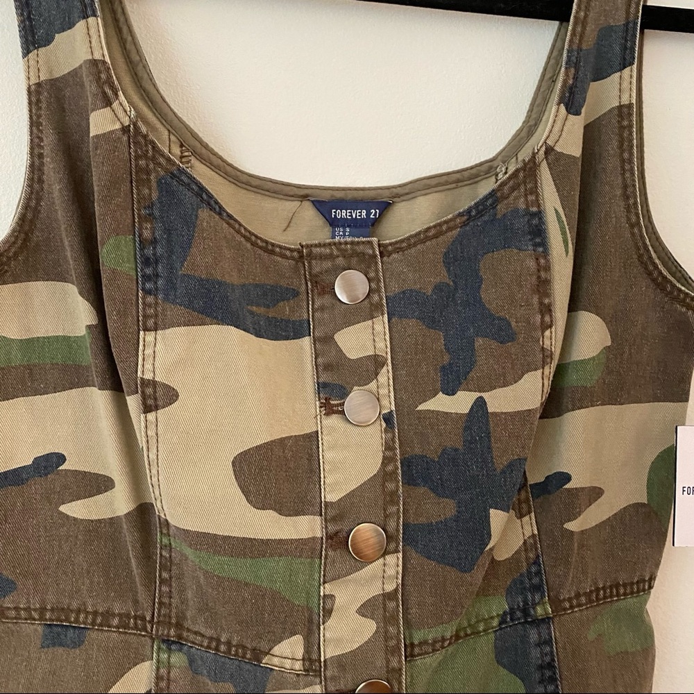 NWT Forever 21 Camo Button Up Dress - Picture 3 of 9